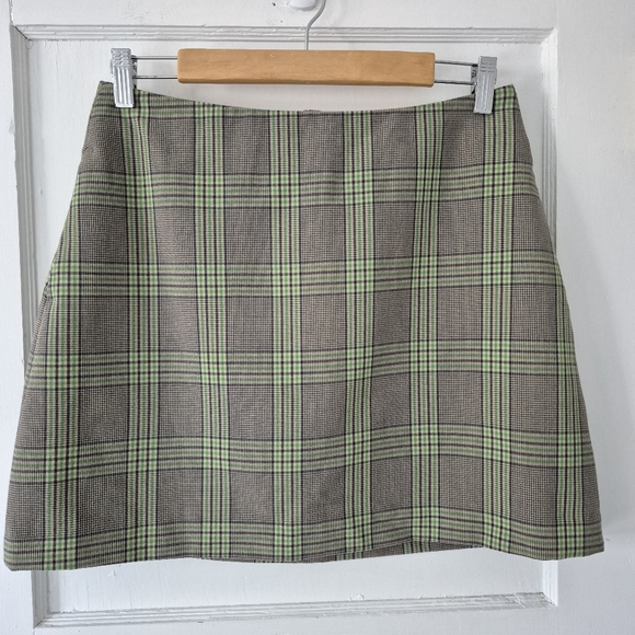 Aritzia Wilfred Renée A-line Plaid Mini Skirt Size 10 - Picture 3 of 12